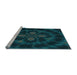 Sideview of Machine Washable Transitional Dark Cyan Green Rug, wshpat131lblu