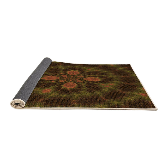 Thickness of Patterned Dark Bronze Brown Rug, pat131org