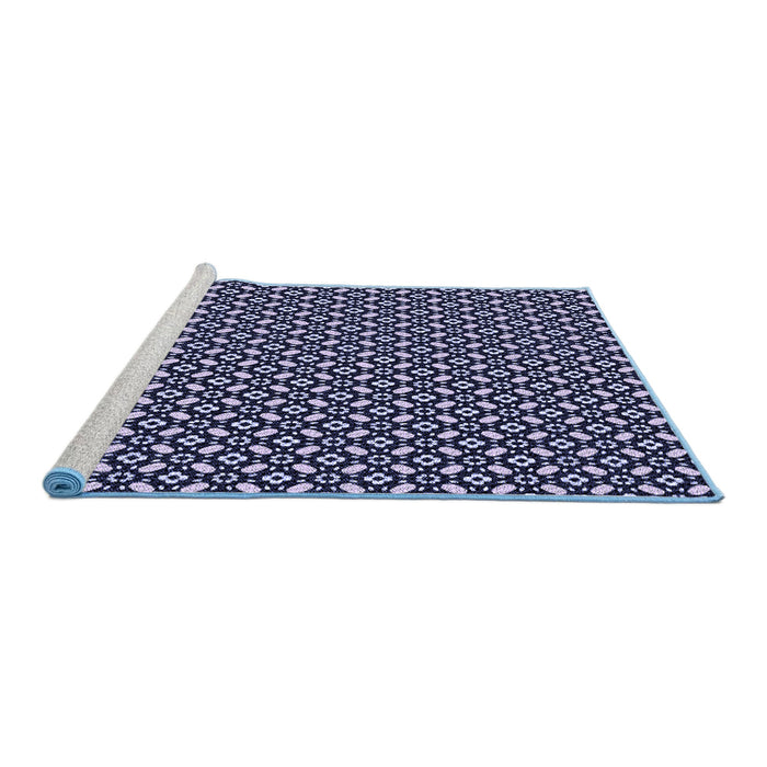 Sideview of Machine Washable Transitional Night Blue Rug, wshpat1311blu