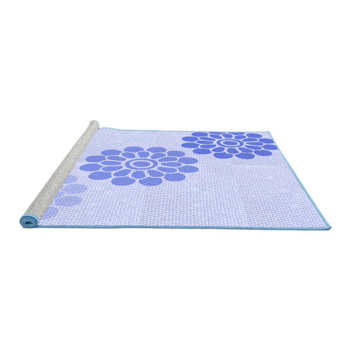 Sideview of Machine Washable Transitional Lavender Blue Rug, wshpat1313blu
