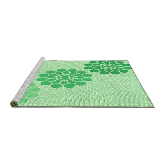 Sideview of Machine Washable Transitional Green Rug, wshpat1313grn