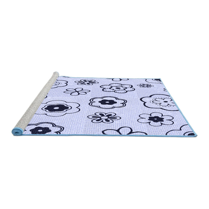 Sideview of Machine Washable Transitional Lavender Blue Rug, wshpat1314blu