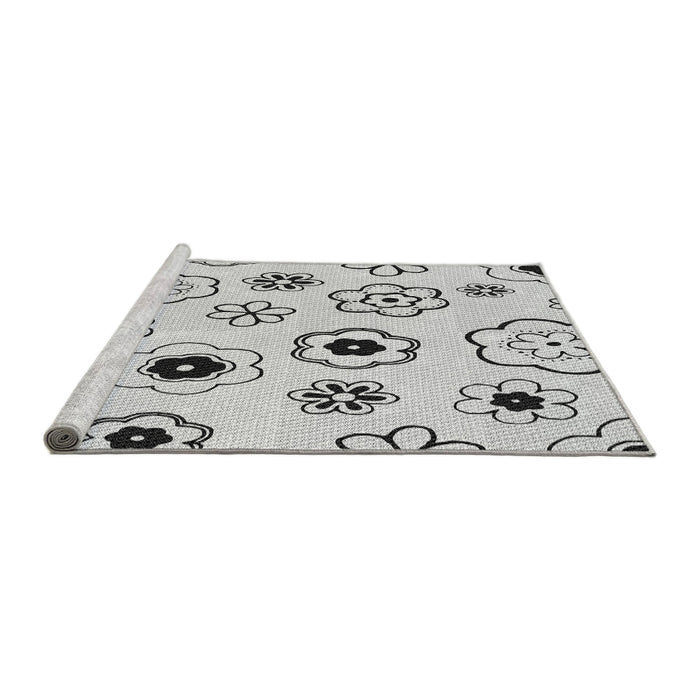 Sideview of Machine Washable Transitional Gray Rug, wshpat1314gry