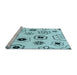 Sideview of Machine Washable Transitional Seafoam Green Rug, wshpat1314lblu