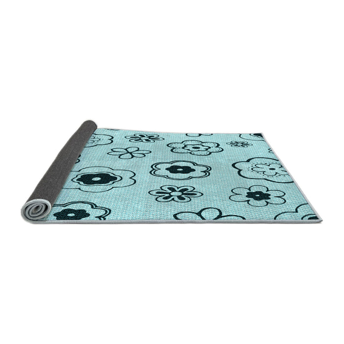 Thickness of Patterned Seafoam Green Rug, pat1314lblu