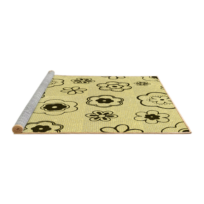 Sideview of Machine Washable Transitional Sun Yellow Rug, wshpat1314yw