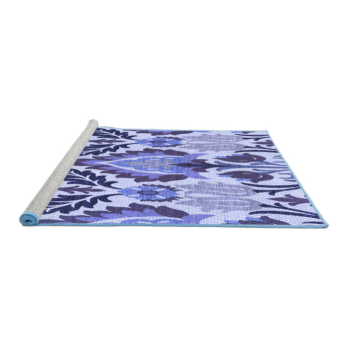 Sideview of Machine Washable Transitional Deep Periwinkle Purple Rug, wshpat1315blu