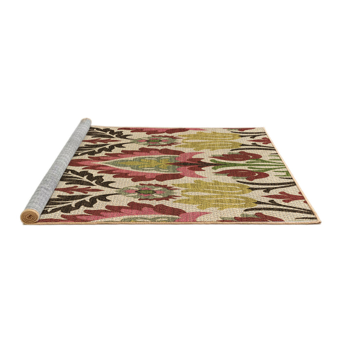 Sideview of Machine Washable Transitional Yellow Rug, wshpat1315brn