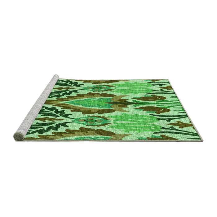 Sideview of Machine Washable Transitional Jade Green Rug, wshpat1315grn