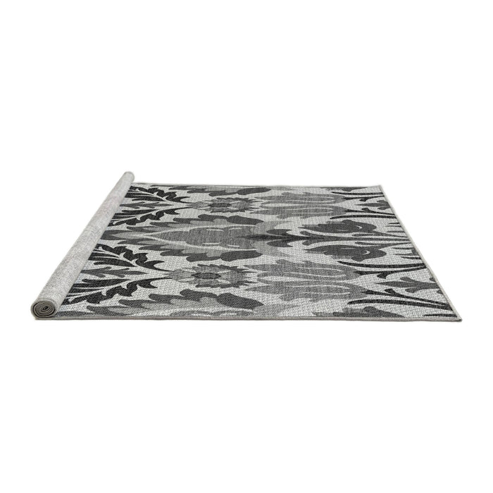 Sideview of Machine Washable Transitional Silver Gray Rug, wshpat1315gry