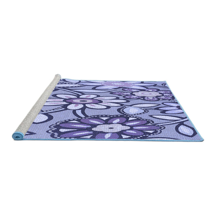 Sideview of Machine Washable Transitional Deep Periwinkle Purple Rug, wshpat1316blu