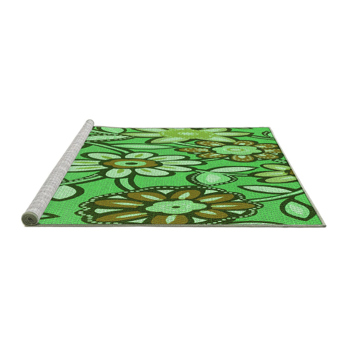 Sideview of Machine Washable Transitional Emerald Green Rug, wshpat1316grn