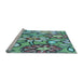 Sideview of Machine Washable Transitional Turquoise Green Rug, wshpat1316lblu