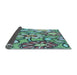 Thickness of Patterned Turquoise Green Rug, pat1316lblu