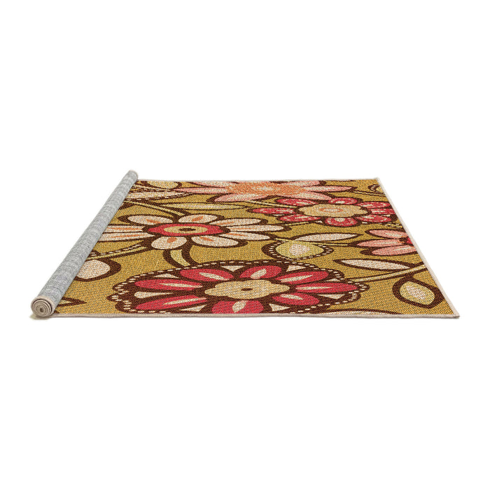 Sideview of Machine Washable Transitional Yellow Orange Rug, wshpat1316org
