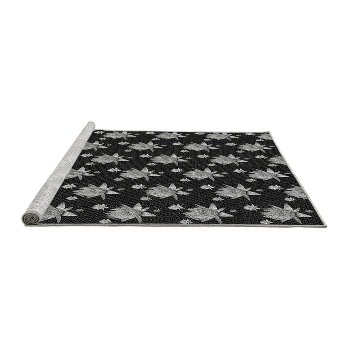Sideview of Machine Washable Transitional Gray Rug, wshpat1317gry