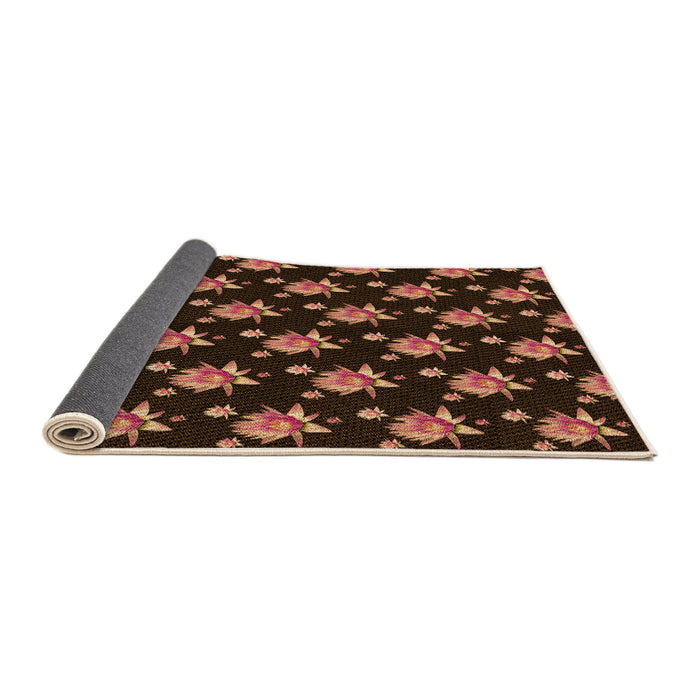 Thickness of Patterned Black Brown Rug, pat1317org