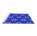 Sideview of Machine Washable Transitional Blue Rug, wshpat1318blu