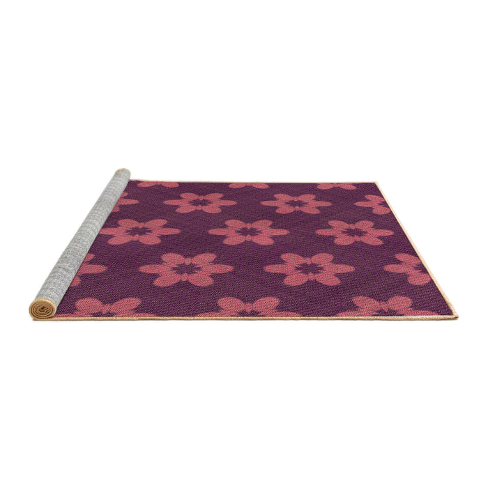 Sideview of Machine Washable Transitional Pink Rug, wshpat1318brn