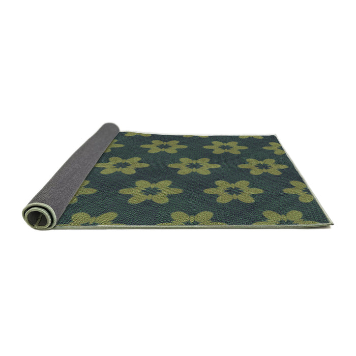 Thickness of Patterned Olive Green Rug, pat1318grn