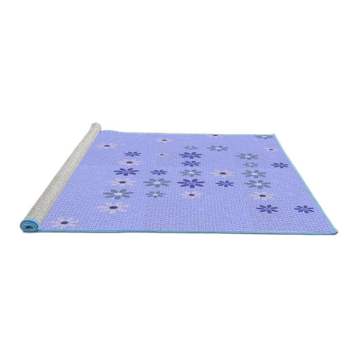 Sideview of Machine Washable Transitional Light Slate Blue Rug, wshpat1319blu