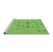 Sideview of Machine Washable Transitional Emerald Green Rug, wshpat1319grn