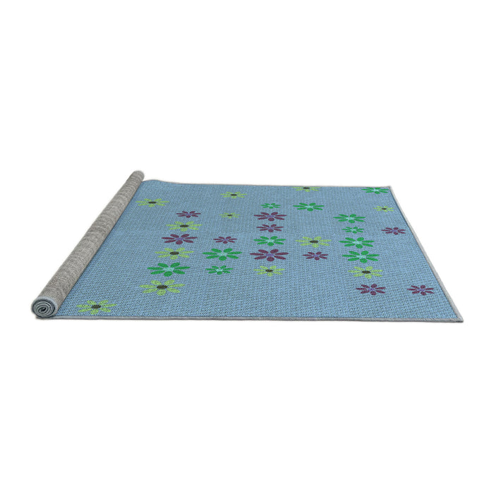 Sideview of Machine Washable Transitional Iceberg Blue Rug, wshpat1319lblu