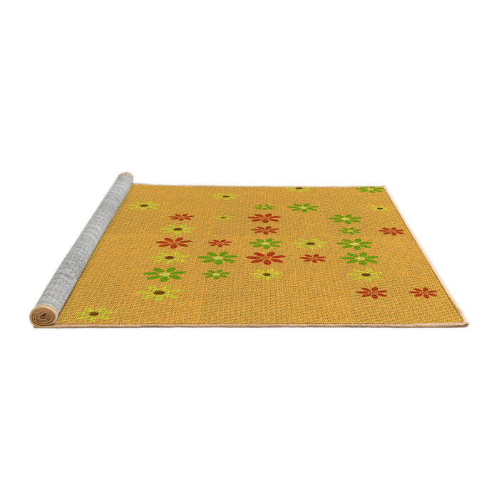 Sideview of Machine Washable Transitional Neon Orange Rug, wshpat1319yw