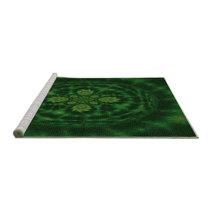 Sideview of Machine Washable Transitional Green Rug, wshpat132grn