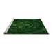 Sideview of Machine Washable Transitional Green Rug, wshpat132grn