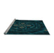 Sideview of Machine Washable Transitional Teal Green Rug, wshpat132lblu