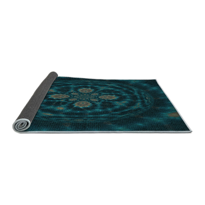 Thickness of Patterned Teal Green Rug, pat132lblu
