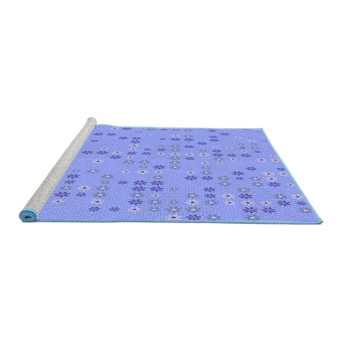 Sideview of Machine Washable Transitional Sky Blue Rug, wshpat1320blu