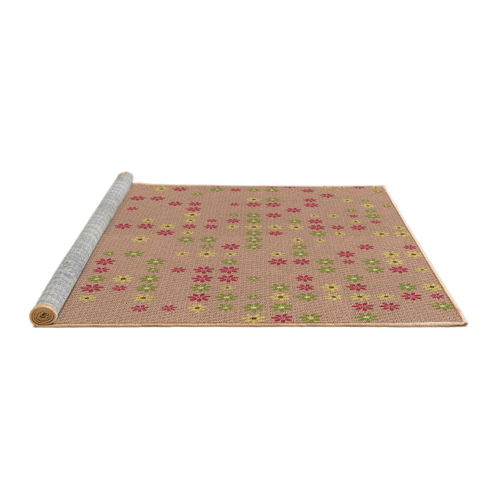 Sideview of Machine Washable Transitional Brown Sand Brown Rug, wshpat1320brn