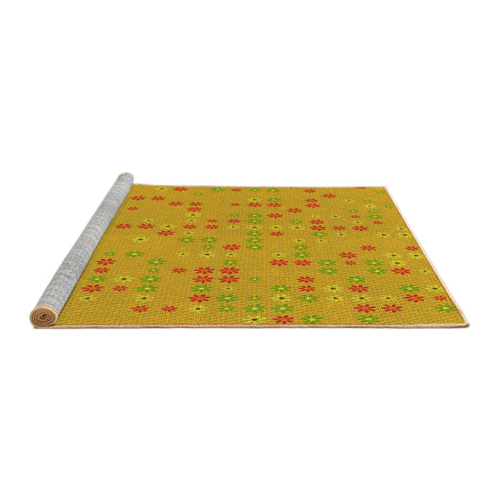 Sideview of Machine Washable Transitional Neon Orange Rug, wshpat1320yw