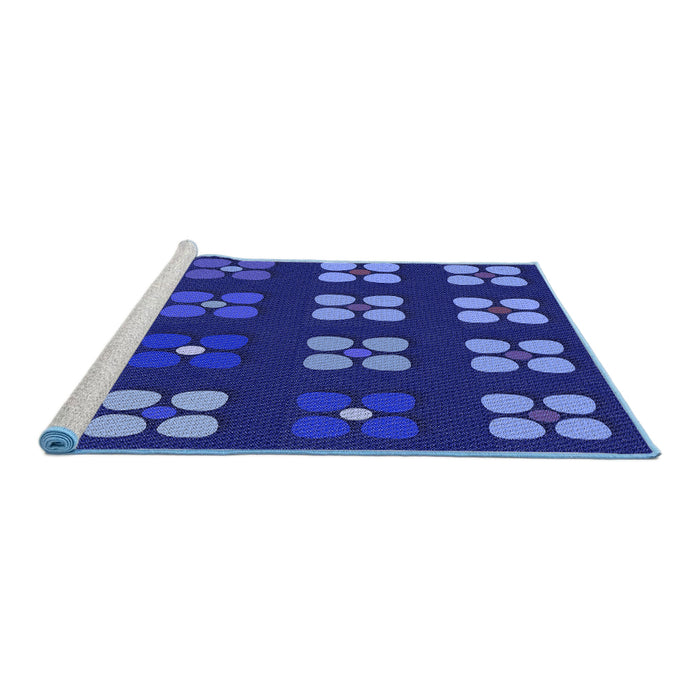 Sideview of Machine Washable Transitional Earth Blue Rug, wshpat1321blu