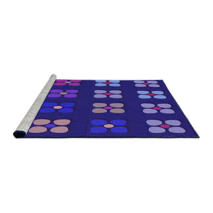 Sideview of Machine Washable Transitional MediumBlue Rug, wshpat1321pur