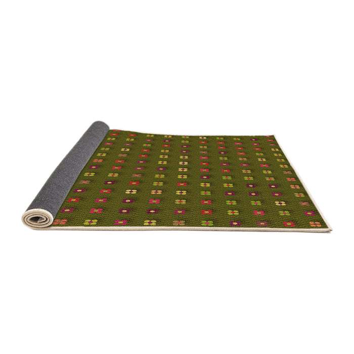 Thickness of Patterned Dark Yellow Green Rug, pat1323org