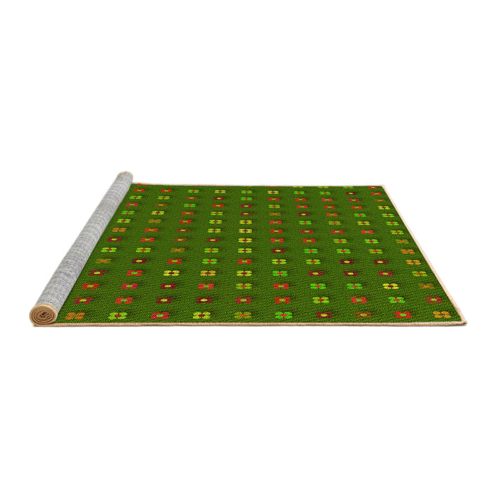 Sideview of Machine Washable Transitional Dark Lime Green Rug, wshpat1323yw