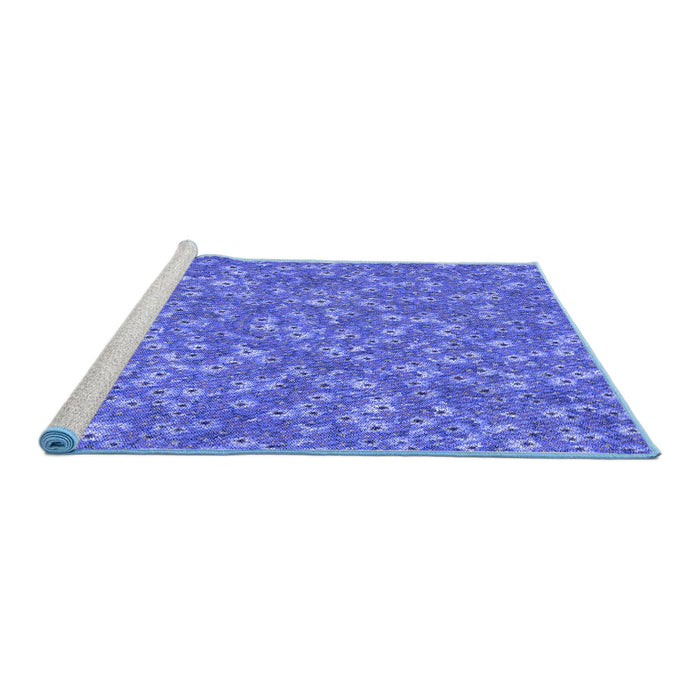 Sideview of Machine Washable Transitional Sky Blue Rug, wshpat1325blu