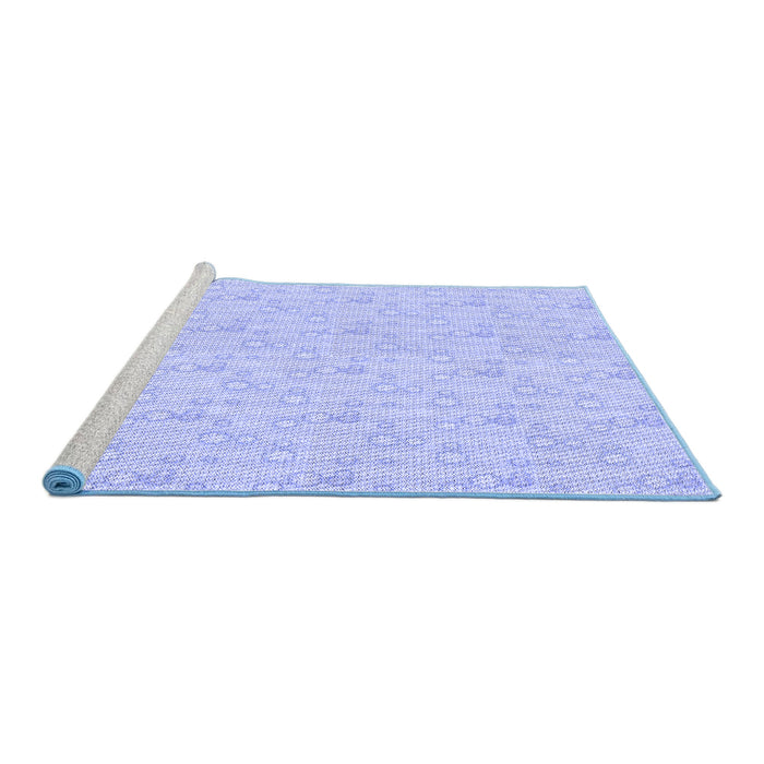 Sideview of Machine Washable Transitional Sky Blue Rug, wshpat1327blu