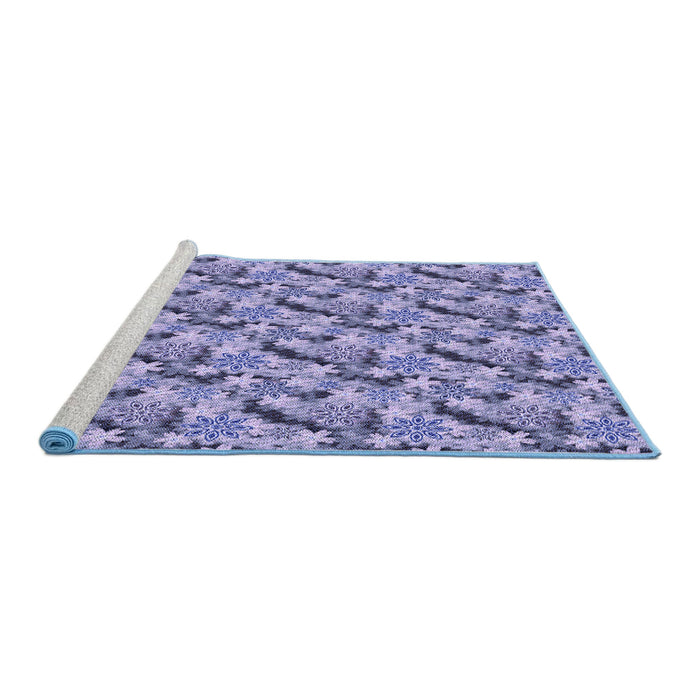 Sideview of Machine Washable Transitional Deep Periwinkle Purple Rug, wshpat1328blu