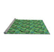 Sideview of Machine Washable Transitional Green Rug, wshpat1328lblu