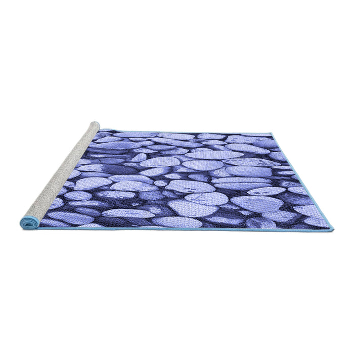 Sideview of Machine Washable Transitional Jeans Blue Rug, wshpat133blu