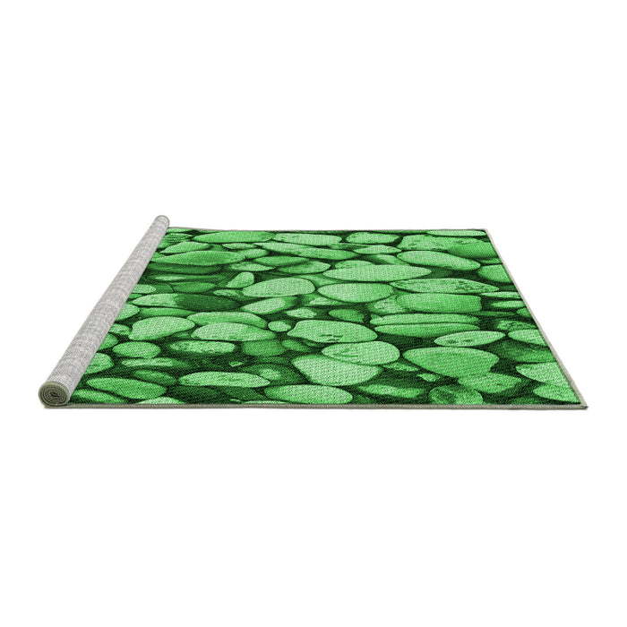 Sideview of Machine Washable Transitional Green Rug, wshpat133grn