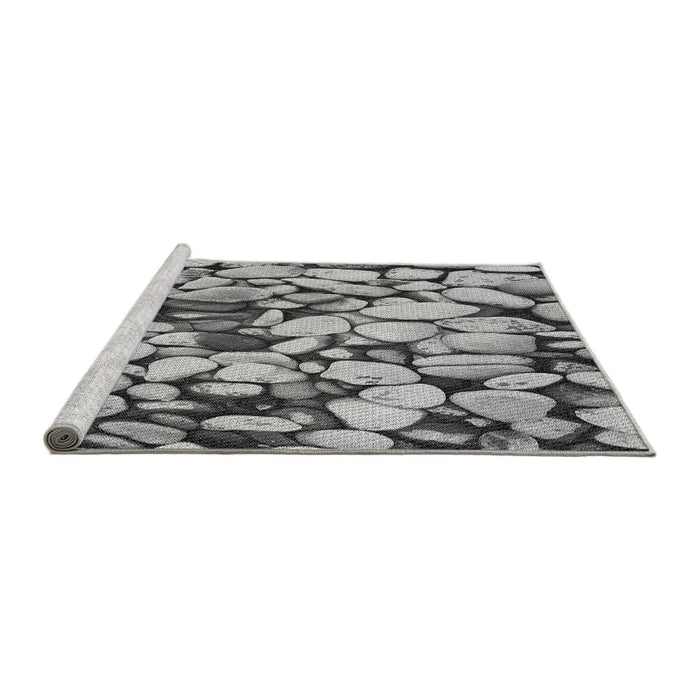 Sideview of Machine Washable Transitional Silver Gray Rug, wshpat133gry
