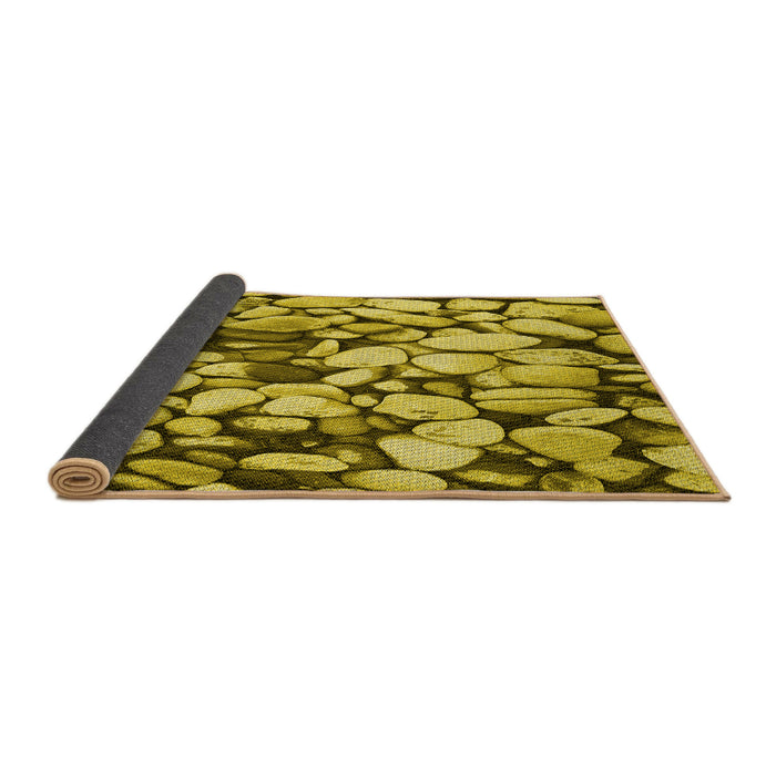 Thickness of Patterned Bright Gold Yellow Rug, pat133yw