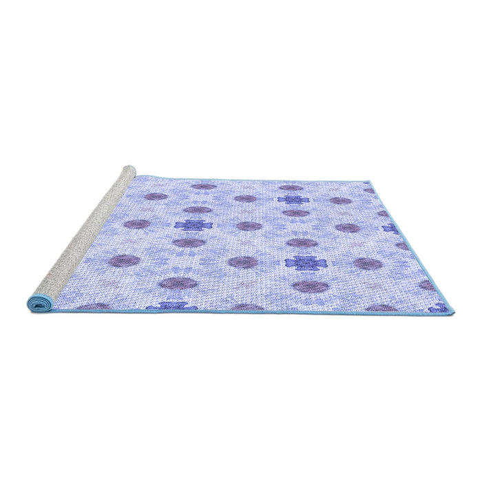 Sideview of Machine Washable Transitional Blue Rug, wshpat1330blu