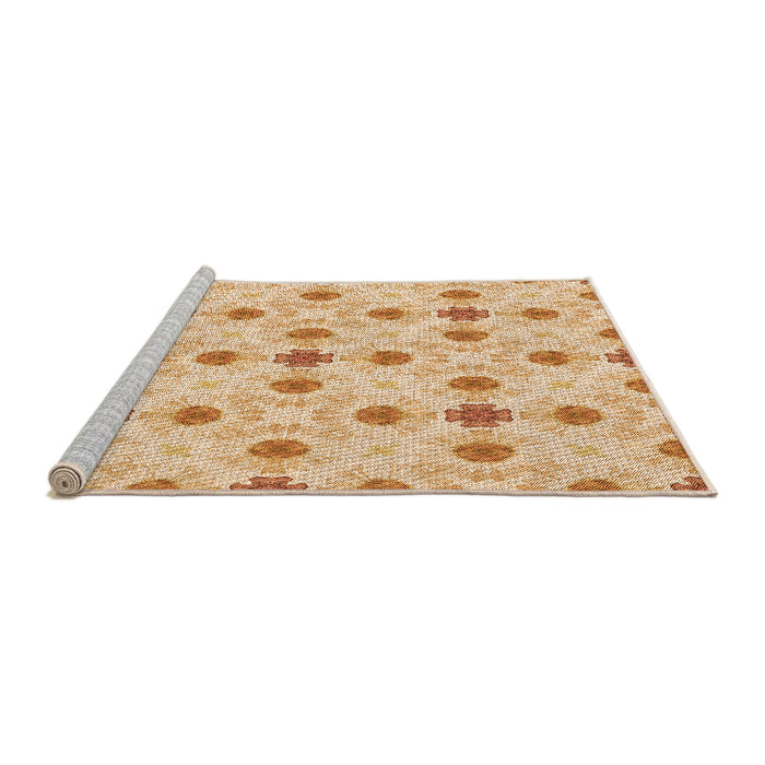 Sideview of Machine Washable Transitional Khaki Gold Rug, wshpat1330org
