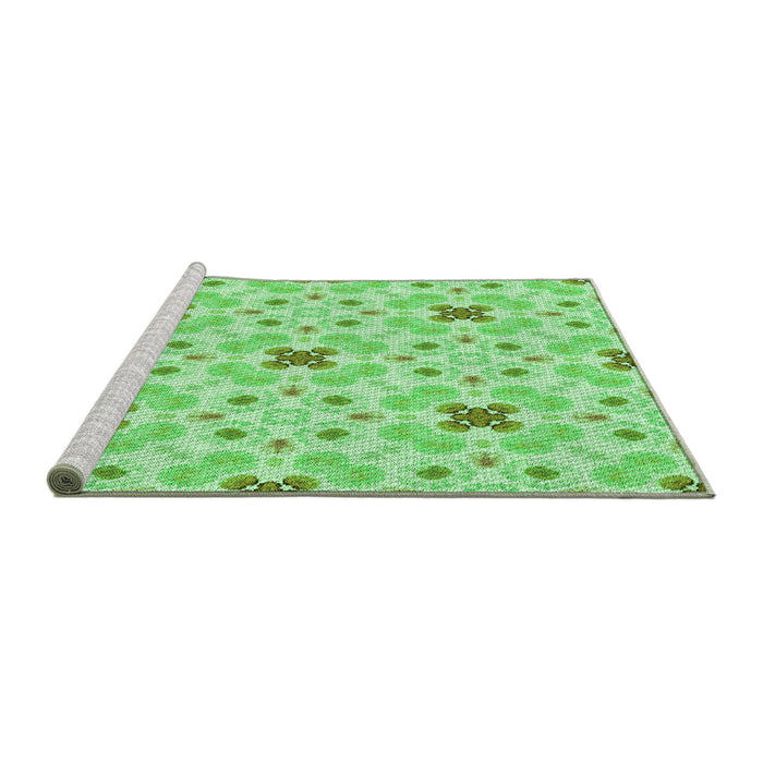 Sideview of Machine Washable Transitional Jade Green Rug, wshpat1331grn